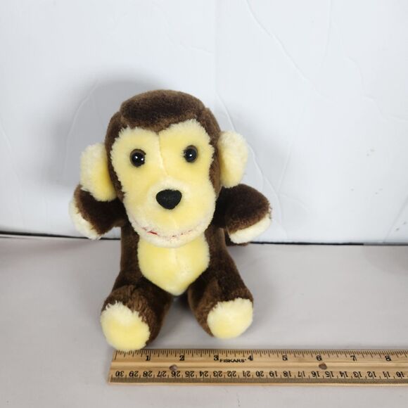 vintage monkey brown beige   Plush Vintage‎  7in sitting plastic eyes 1984 - Picture 10 of 11